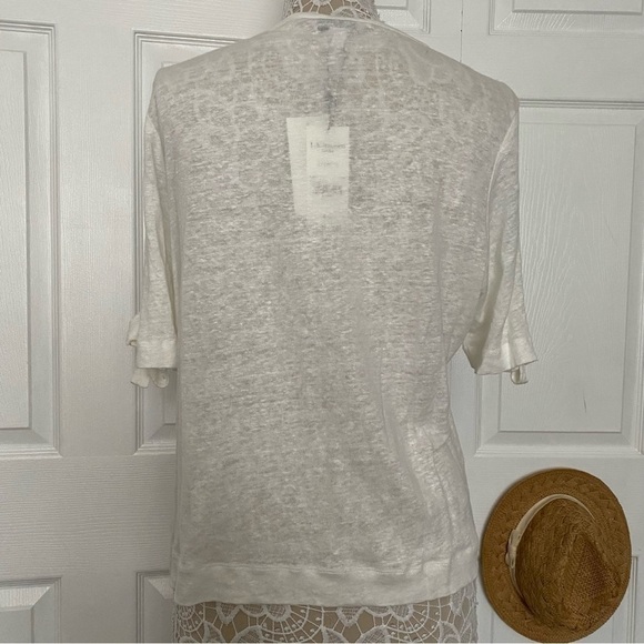 NWT L.K.Bennett London TJ Chloee top short sleeve cream Large 100% Linen - Picture 5 of 7